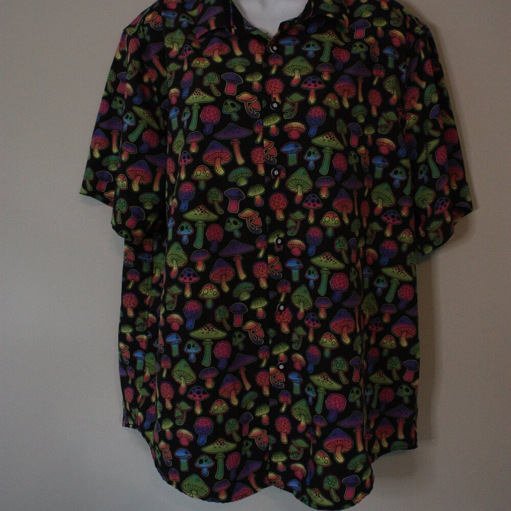Mens Mushroom Button Down Shirt Slim Fit